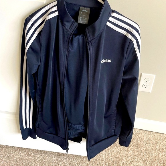 Adidas Navy Blue Tracksuit with White Stripes. Like new! Only wore 1 time 💙🤍 - Picture 3 of 3